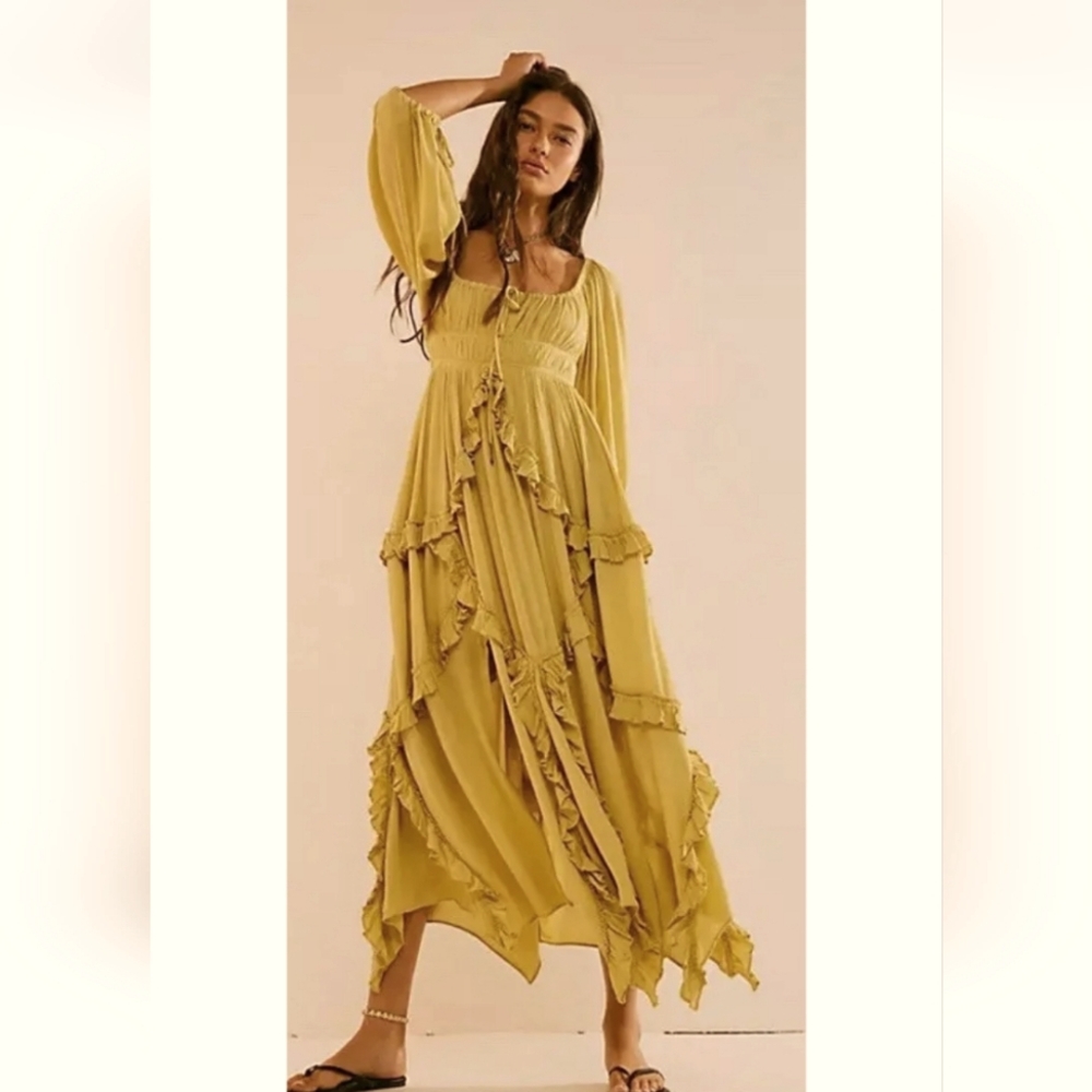 Free People Yellow Maxi Dress